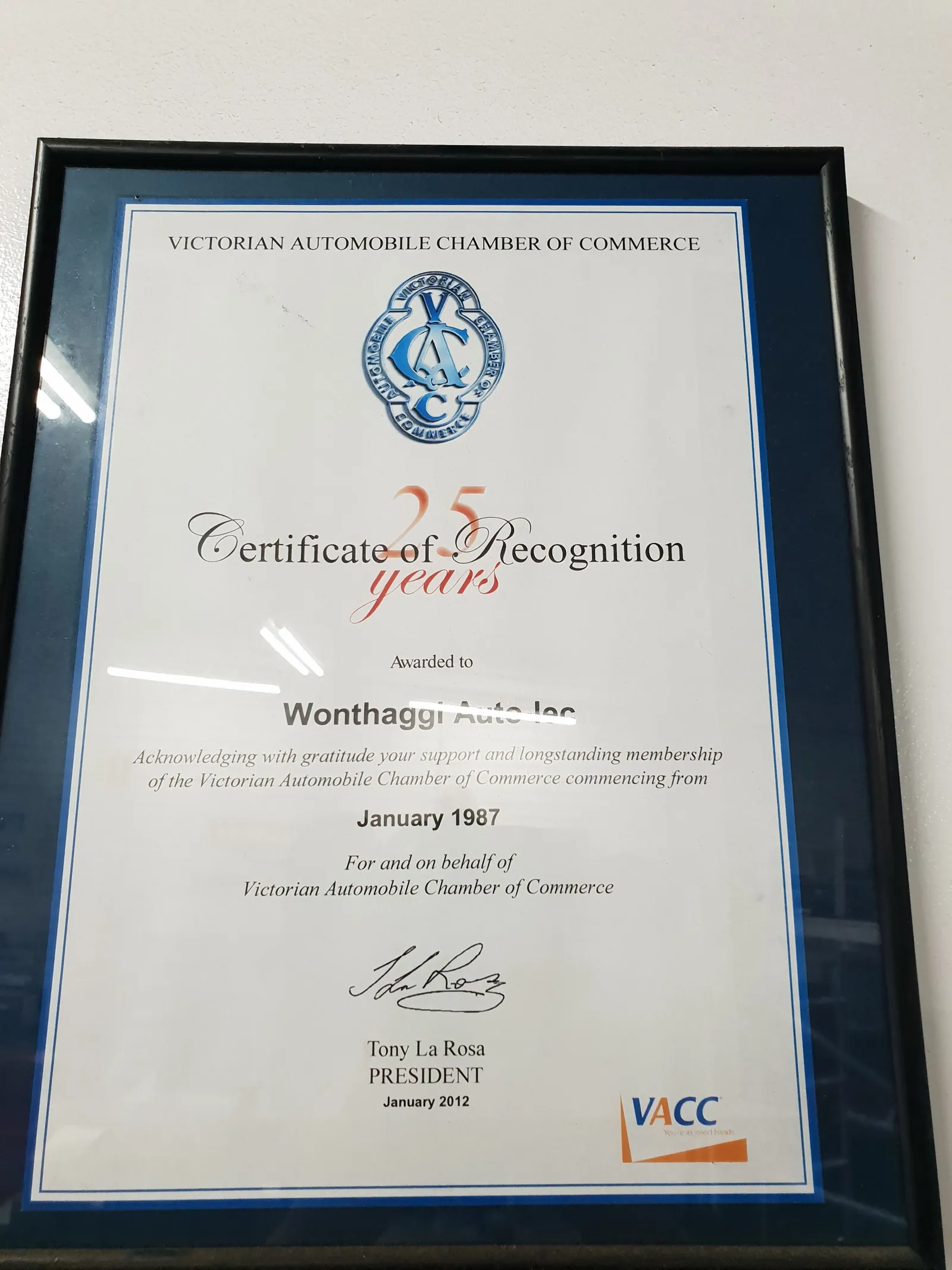 VACC Certificate
